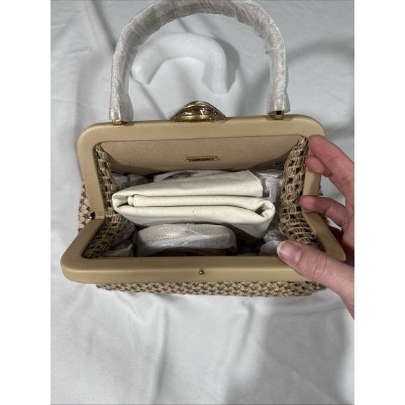 NWT $498 Cult Gaia ZUMA Small Crossbody Bag In Sand And Gold - Picture 8 of 13